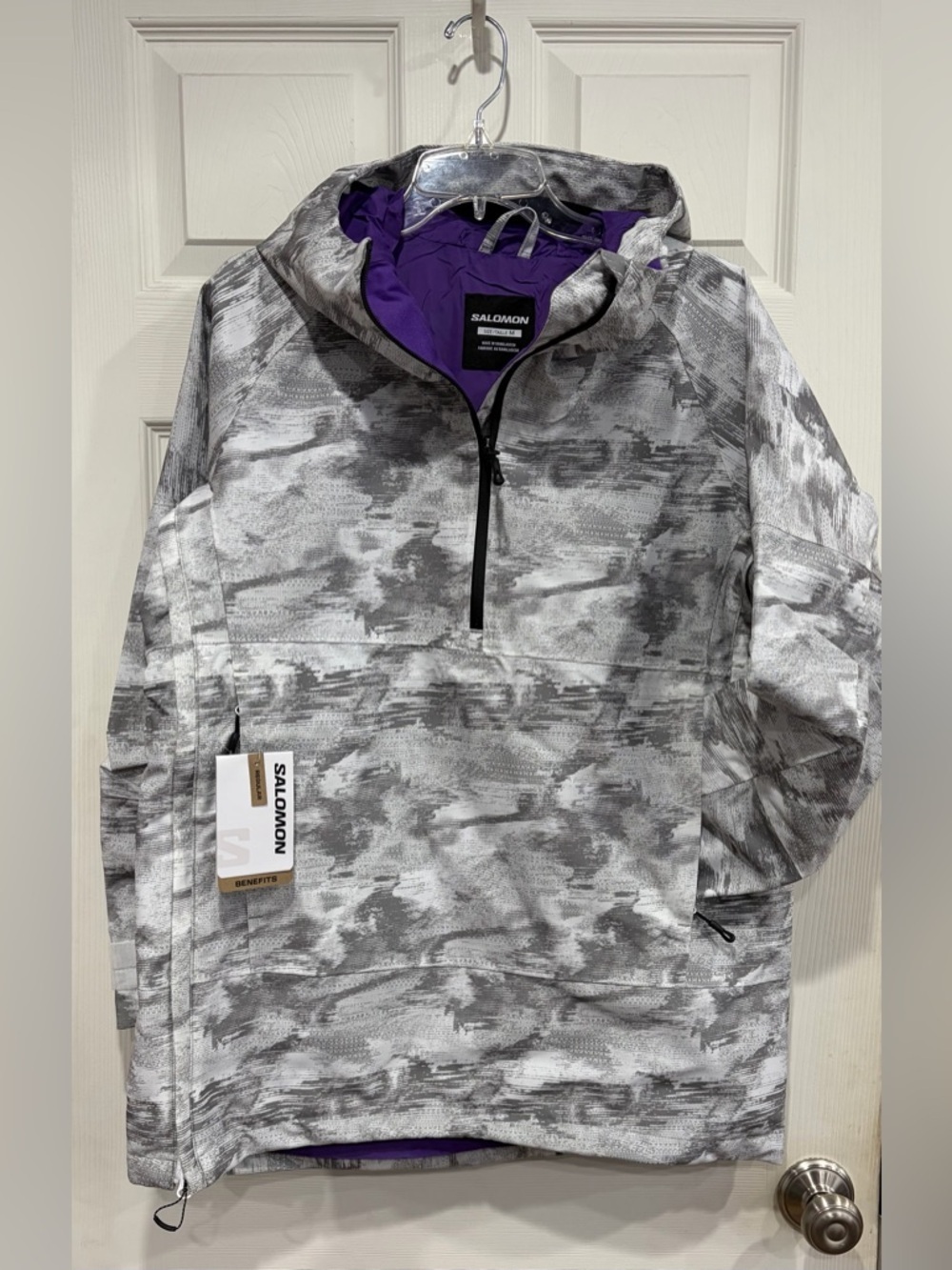 Salomon Women's Medium Bashley Anorak Ski Jacket Waterproof Grey White NWT Snow